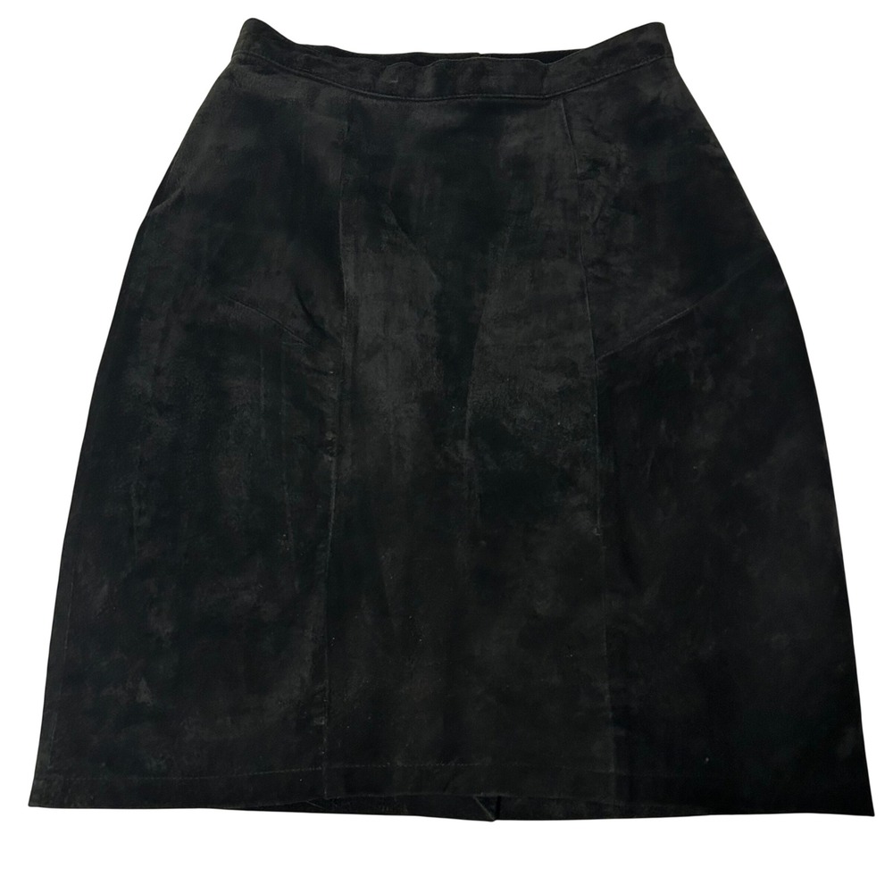 Black Suede Leather Pencil Skirt Lined Size 10 Streetwear‎ Y2K